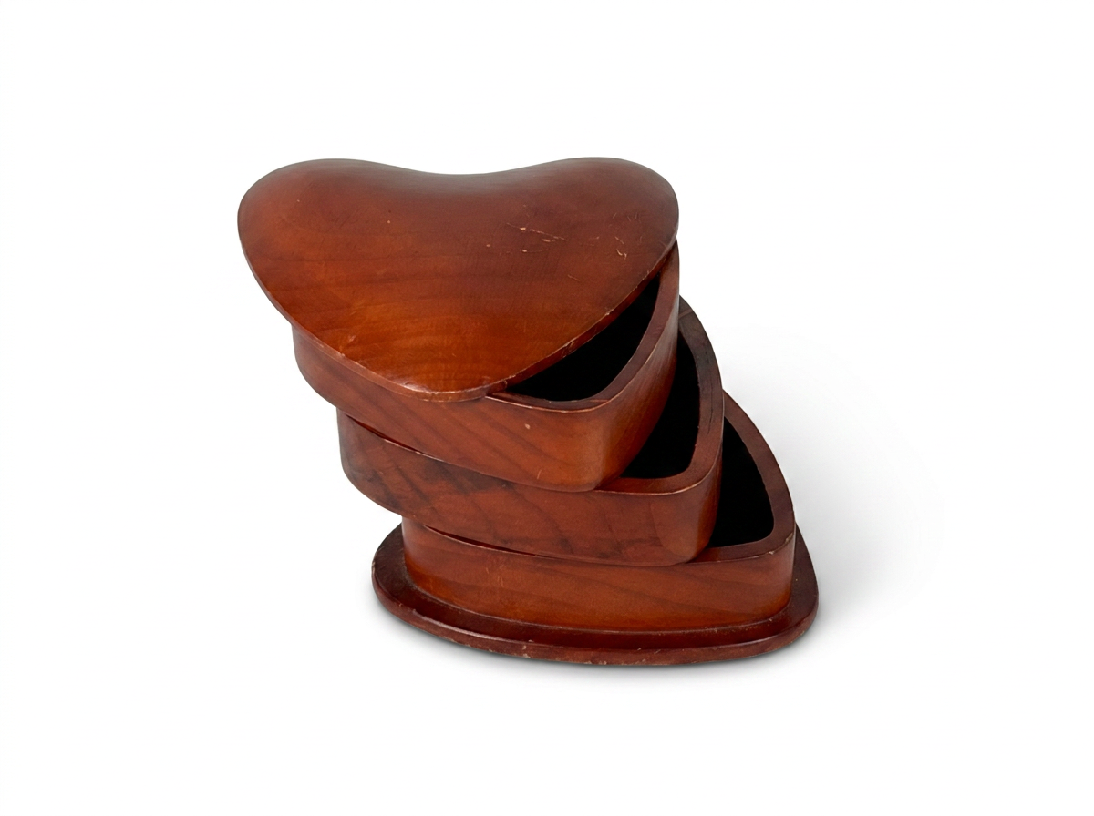 Swivel Heart Jewelry Box | Cherry-Stained Pine | Sourced in Klein, Texas