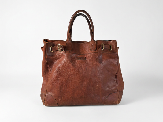 Weekender Tote | Natural Leather & Brass | Polo Ralph Lauren | Sourced in Brooklyn, New York
