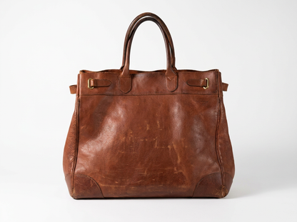 Weekender Tote | Natural Leather & Brass | Polo Ralph Lauren | Sourced in Brooklyn, New York