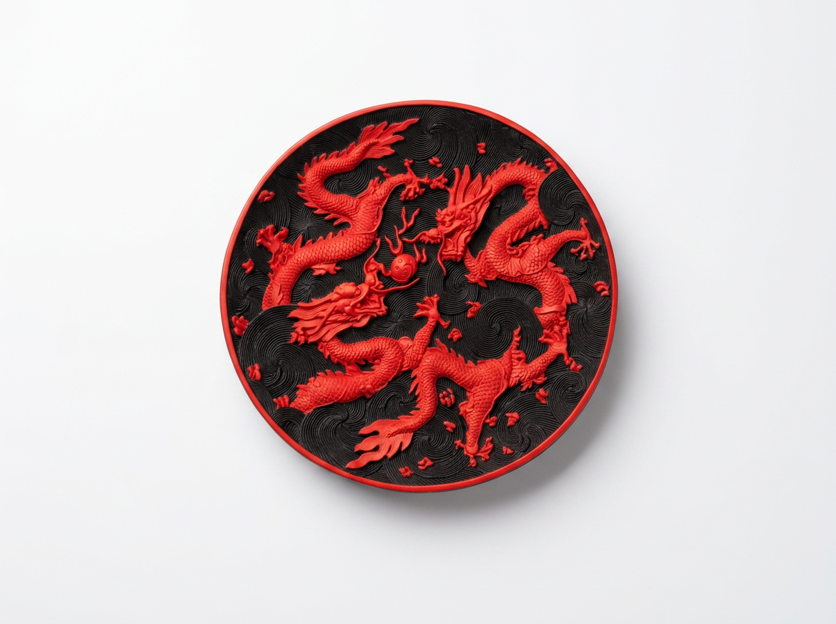 Dragon Plate | Cinnabar Resin | Hand-Made & Sourced in Hong Kong