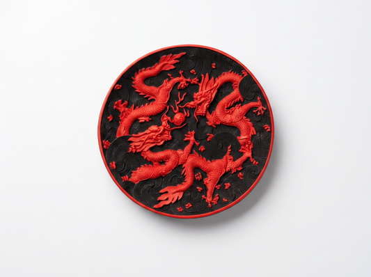 Dragon Plate | Cinnabar Resin | Hand-Made & Sourced in Hong Kong